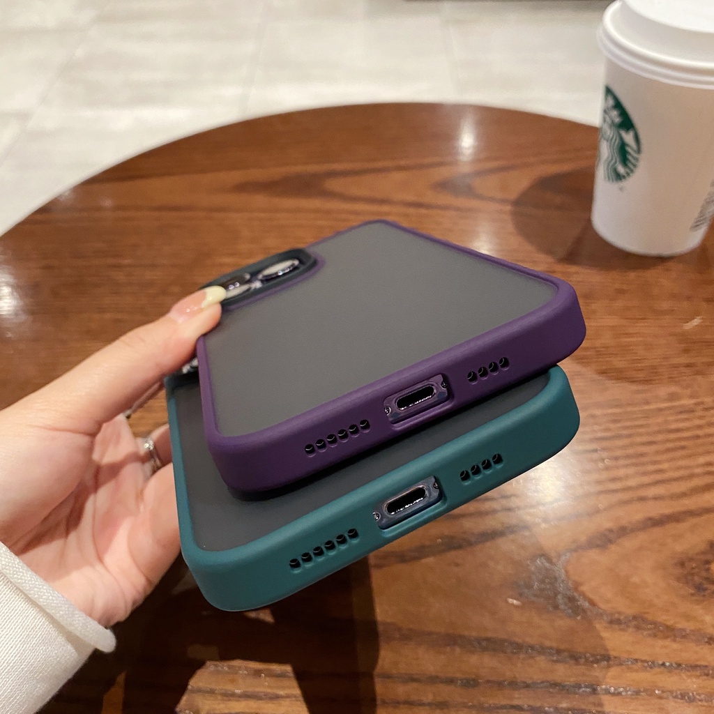 Mờ / matte Ốp Điện Thoại acrylic Cứng Mặt Nhám Viền Màu Cho compatible for iPhone 14 13 pro max case 14 13 case 14 pro 13 pro 14 plus 13 14
