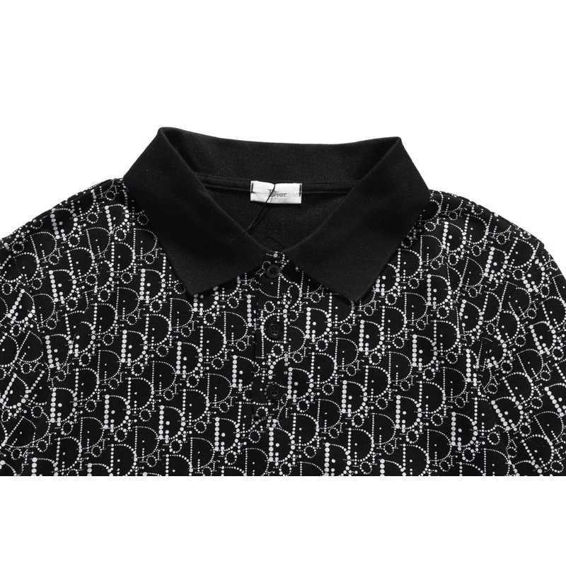 Áo polo Tay Ngắn In Chữ DI*R Bằng Vải Cotton Thời Trang Unisex