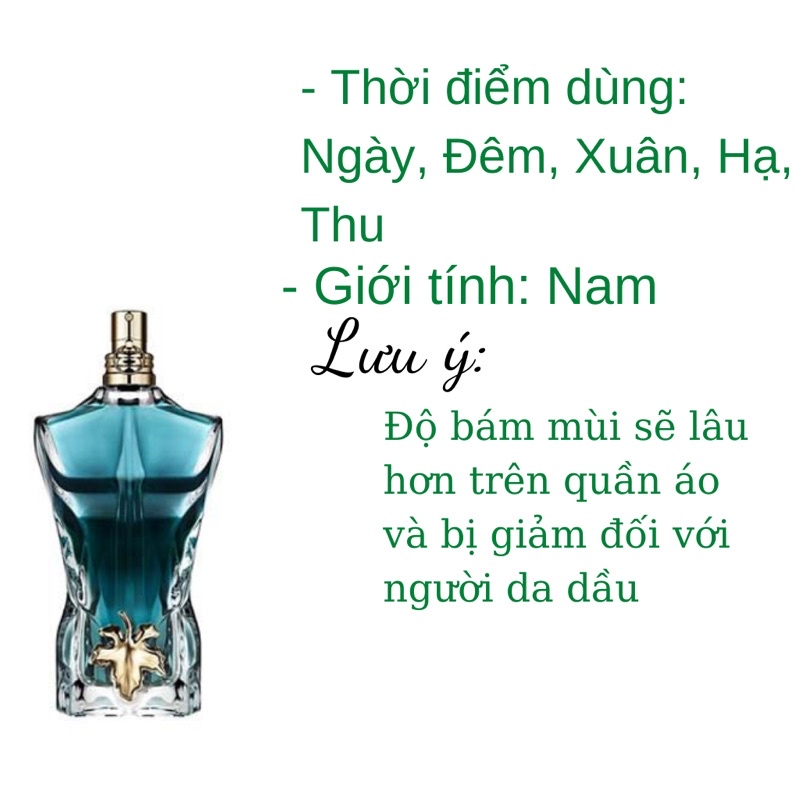 Nước hoa nam Je.an Pe.au Gaul.tier Le Male le, Le Male, Le beau mẫu chiết dùng thử 2ml,5ml,10ml,20ml chính hãng
