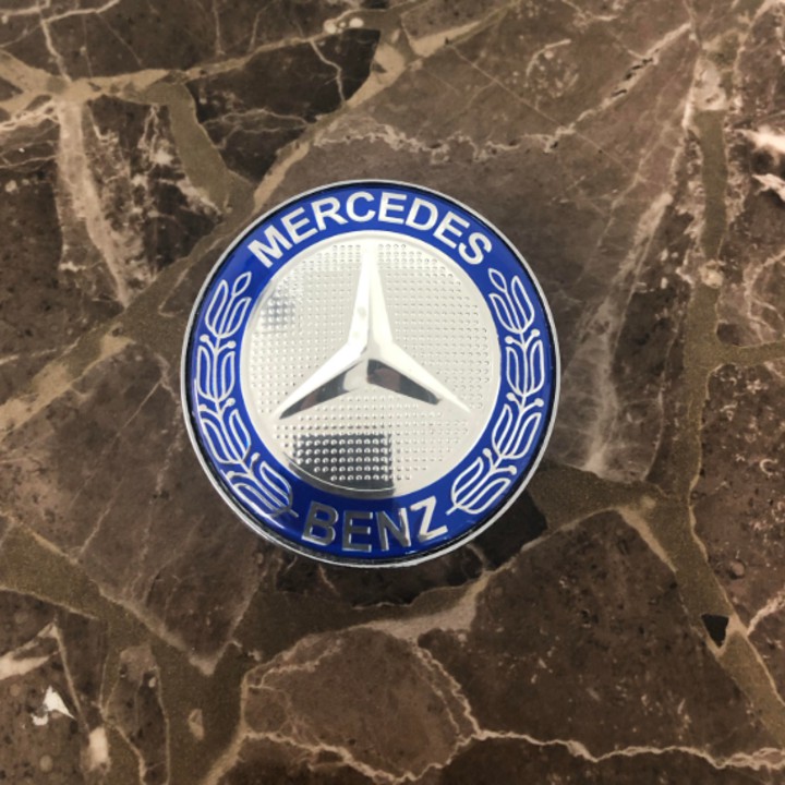 Logo chụp mâm, ốp lazang bánh xe ô tô Mercedes Benz cao cấp đường kính 75mm, Nhựa ABS + Phủ thủy tinh hữu cơ