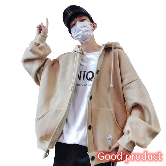 【In stock】 Men Women Long-Sleeve Overize Loose Thick Button Coat for Campus Sports