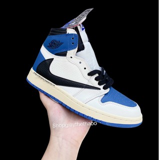 Giầy nam nữ JD travis scott trắng xanh cao cổ Fullbox bill