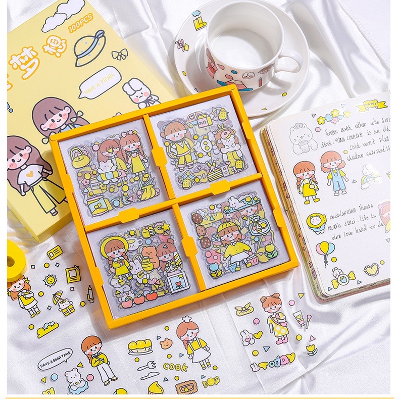 Set 25Tấm Sticker cute dễ thương nhiều màu sắc