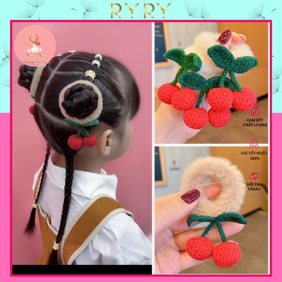 Dây Cột Tóc Cho Bé Chùm Cherry Xinh Xắn