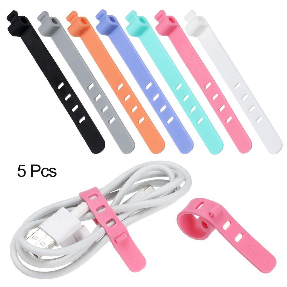 Bộ 5 Dây Quấn Dây Cáp Silicone 4 Lỗ Tiện Dụng