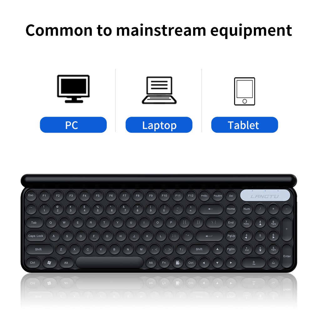 Bộ bàn phím và chuột không dây Wireless NTComputer LT400 phím tròn, bấm silent (Đen)