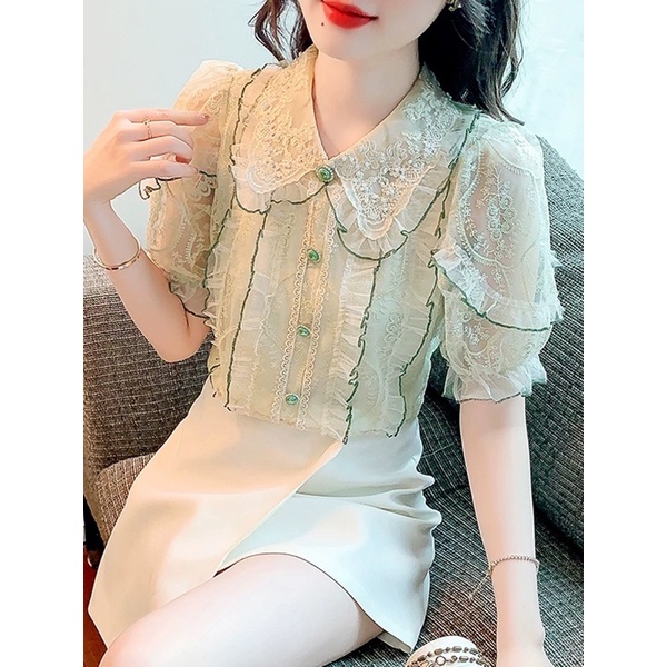 Áo Sơ Mi Ren CC  Có Sẵn