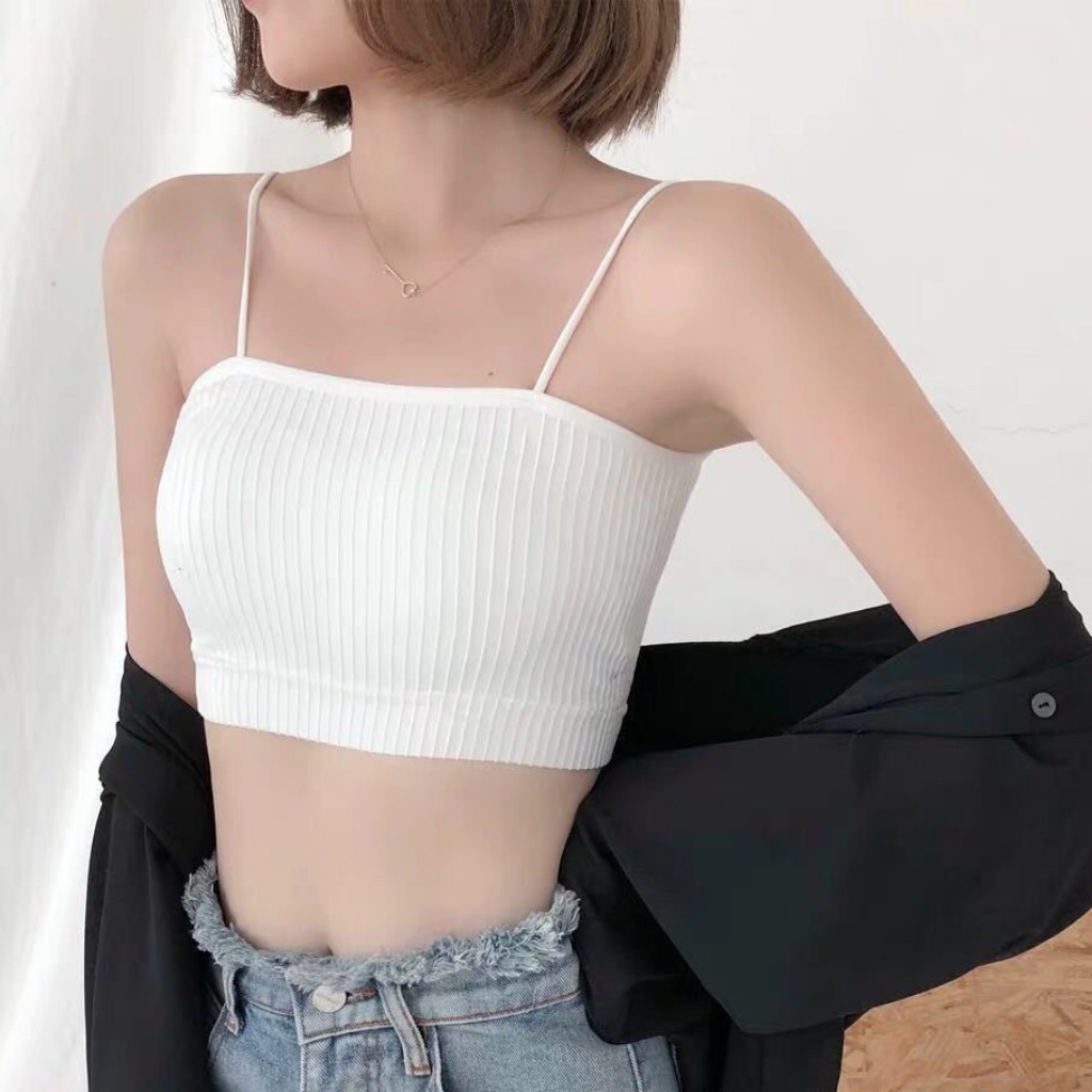 Áo bra hai dây gân tăm có mút ngực không gọng , áo lót 2s sợi bún | BigBuy360 - bigbuy360.vn