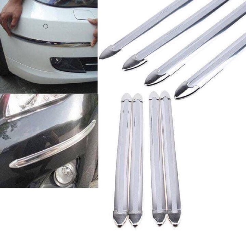Bộ nẹp 4 miếng 4 góc crom chống xước trang trí cho xe ô tô
