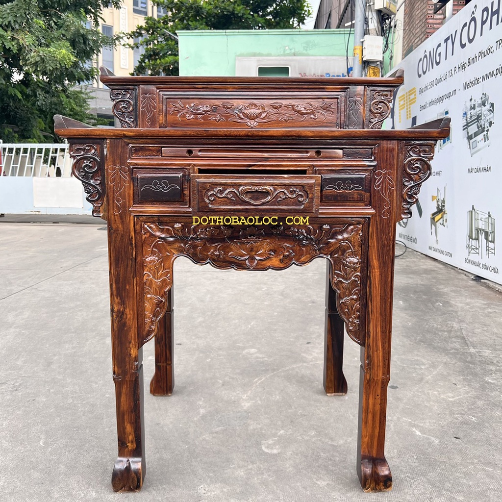 Bàn thờ gia tiên gỗ muồng 2 tầng ngang 1m07