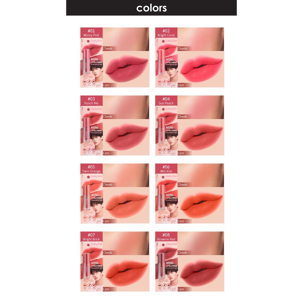 Son Kem Cathy Doll Mini Lip And Cheek Nude Matte Tint Thái Lan Chính Hãng