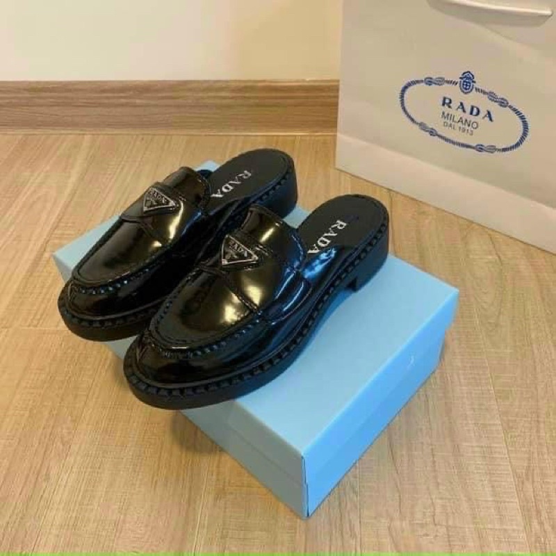 HÀNG VỀ!!! Giày, sục prda độn đế cao cấp da bóng FULLBOX