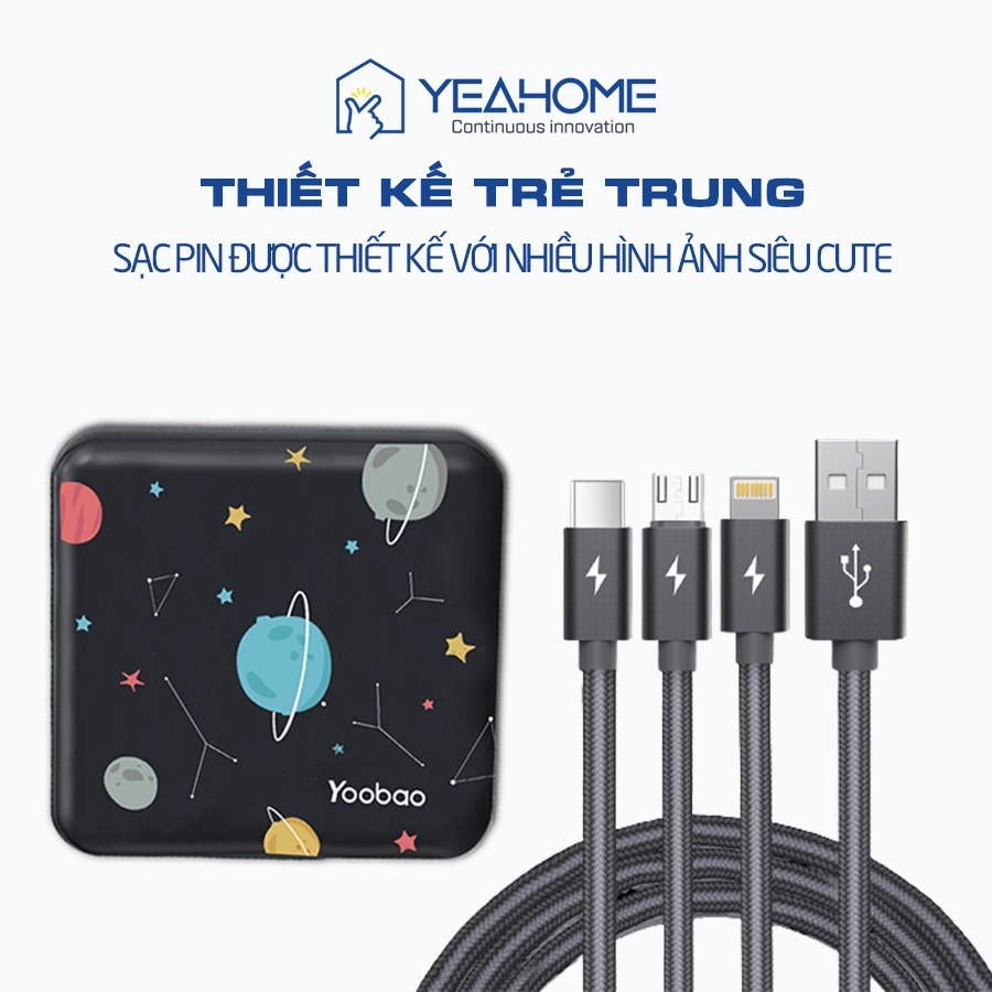 Sạc dự phòng Yoobao M4 mini 10000mAh kèm Dây cáp sạc 3 IN 1 Yoobao Chính Hãng
