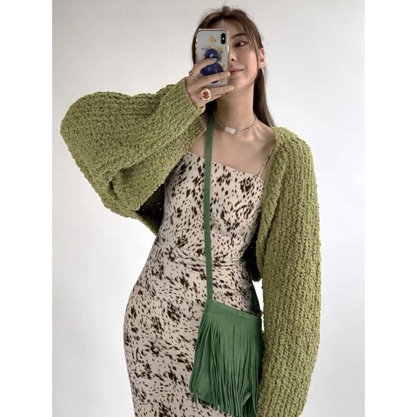Áo cardigan len nổi dáng croptop chất liệu cao cấp Chaiko Studio