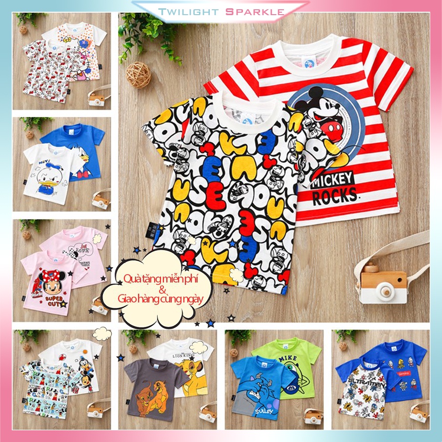 Set Đồ 2 Món 100% Cotton Thoải Mái In Họa Tiết Hoạt Hình Disney Thời Trang Mùa Hè Cho Bé Trai Và Gái