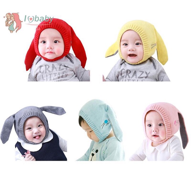 Mũ len tai gấu dài cho bé