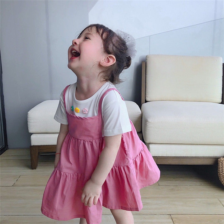 Đầm xòe tay ngắn xếp ly phong cách mùa hè thời trang xinh xắn cho bé gái