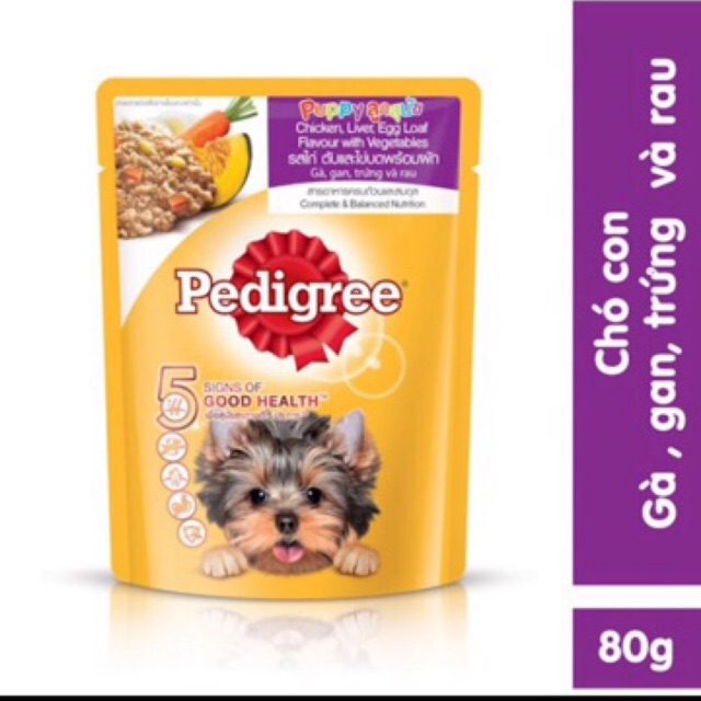 Thức ăn cho chó dạng sôt Pedigree vị Gà Gan Trứng & Rau 80g