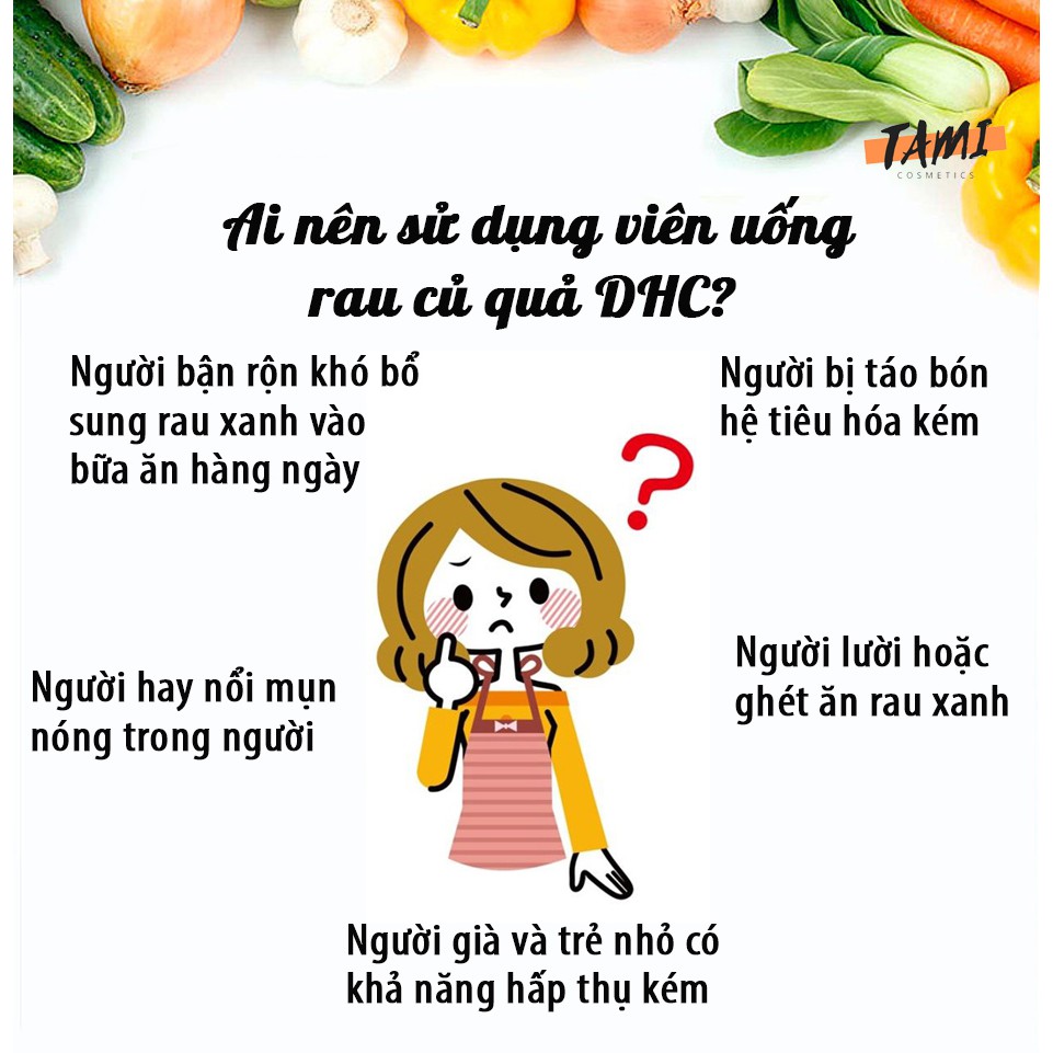 Viên uống rau củ DHC Nhật Bản bổ sung chất xơ, giảm nổi mụn, làm đẹp da thực phẩm chức năng 90 ngày TM-DHC-VEG90