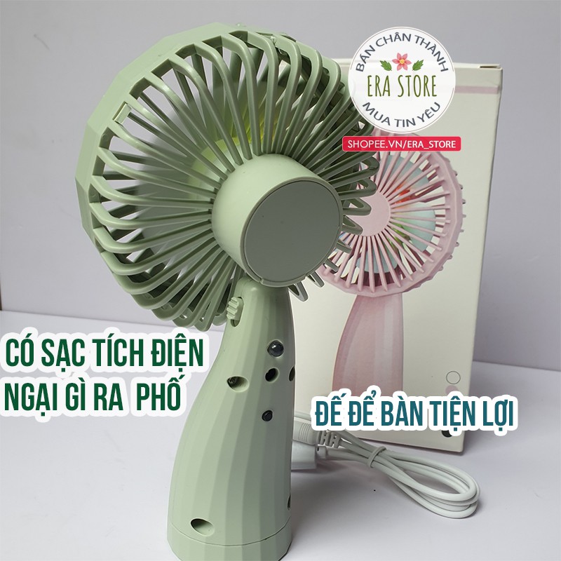 [HOT MUA 1 ĐƯỢC 4] Quạt mini 5 cánh tích điện cầm tay siêu mát có đèn pin 6 màu led xinh xắn nhỏ gọn tiện mang đi | BigBuy360 - bigbuy360.vn