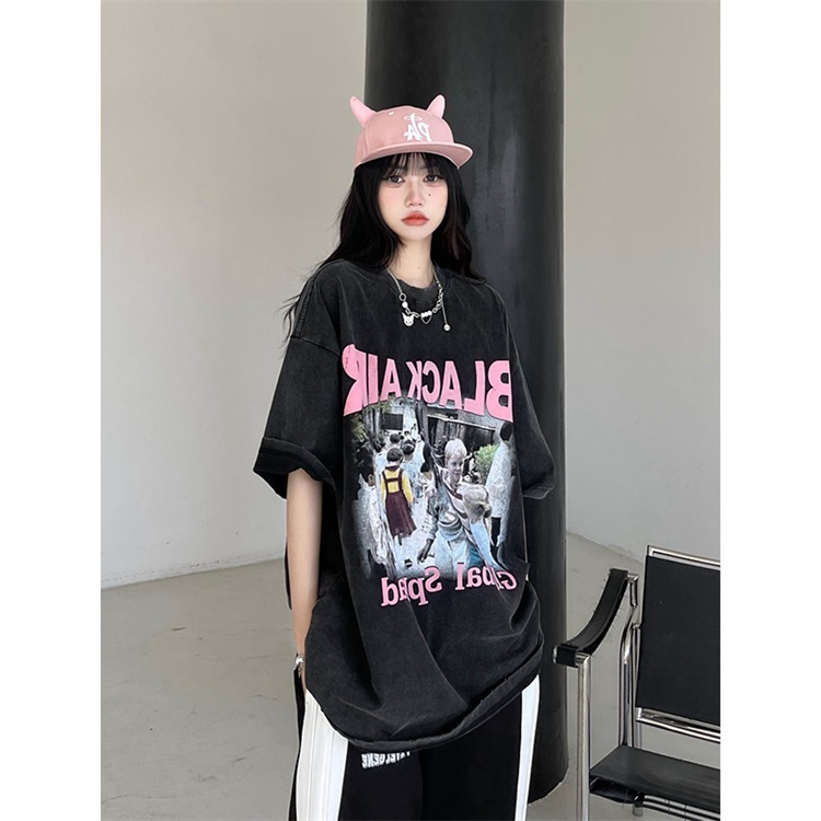 Áo Thun 100% Cotton Tay Ngắn Cổ Tròn In Họa Tiết Hoạt Hình Dành Cho Nữ Có Size Lớn 4XL