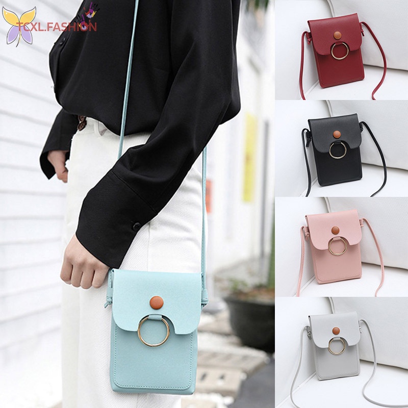 Túi Đeo Chéo Vai Đựng Điện Thoại Có Dây Đeo Hình Tròn Mini Dành Cho Nữ