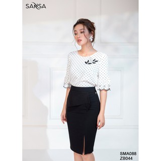 Áo áo sơ mi chấm bi tay lỡ sansa