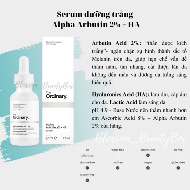 Tinh chất dưỡng trắng da Alpha Arbutin 2% + HA của The Ordinary