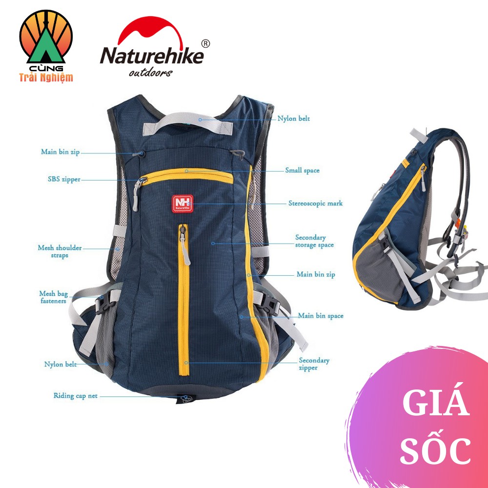 [CHÍNH HÃNG] Balo Du Lịch, Dã Ngoại, Đạp Xe, Chạy Bộ NatureHike NH15C001-B, Dung Tích Lớn, Chống Thấm Nước, Thoáng Khí