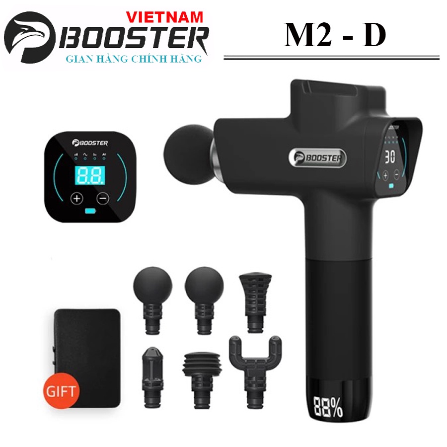 BOOSTER M2-D - Súng Massage Gun Cầm Tay thư giãn cơ bắp trị liệu đau nhức mỏi 6 Đầu - 4 Chế Độ 30 Mức Độ -Công Suất 126W