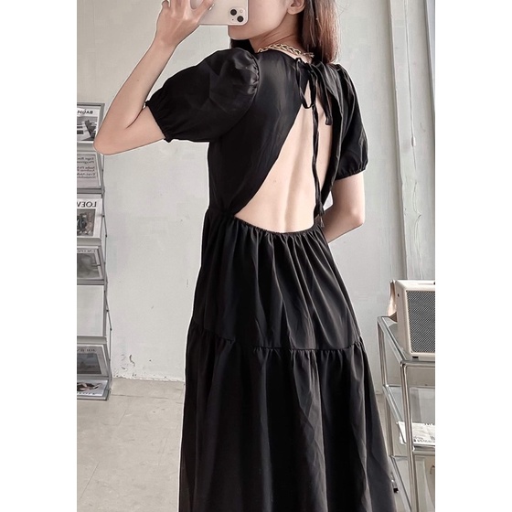 Hình chụp thật- Đầm cutout lưng tay ngắn