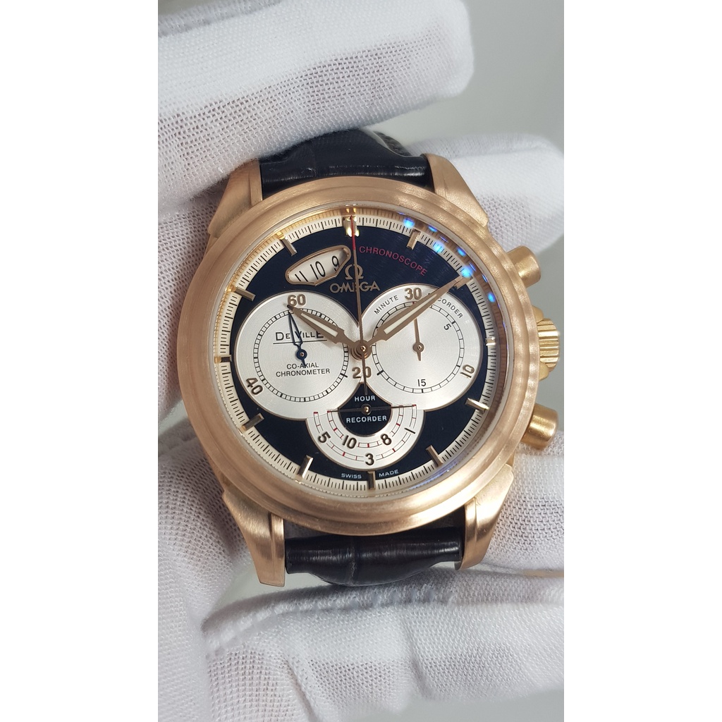 Đồng hồ Nam Omeg a De-Ville  Full 4Kim Chính Hãng-Size 40mm, Đồng Hồ Nam Dây Da máy pin-Tặng Thêm Pin