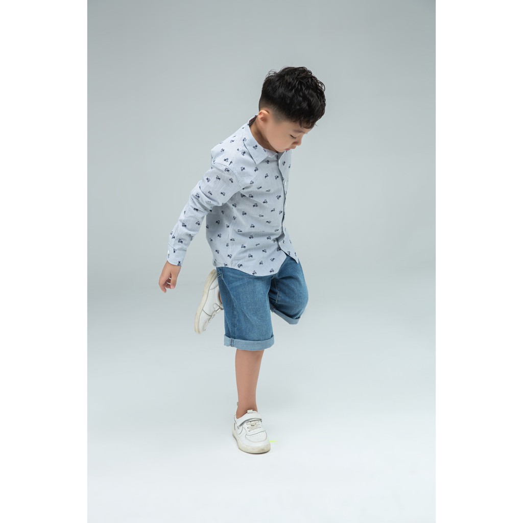 Áo sơ mi bé trai dài tay họa tiết IVY moda MS 17K1113
