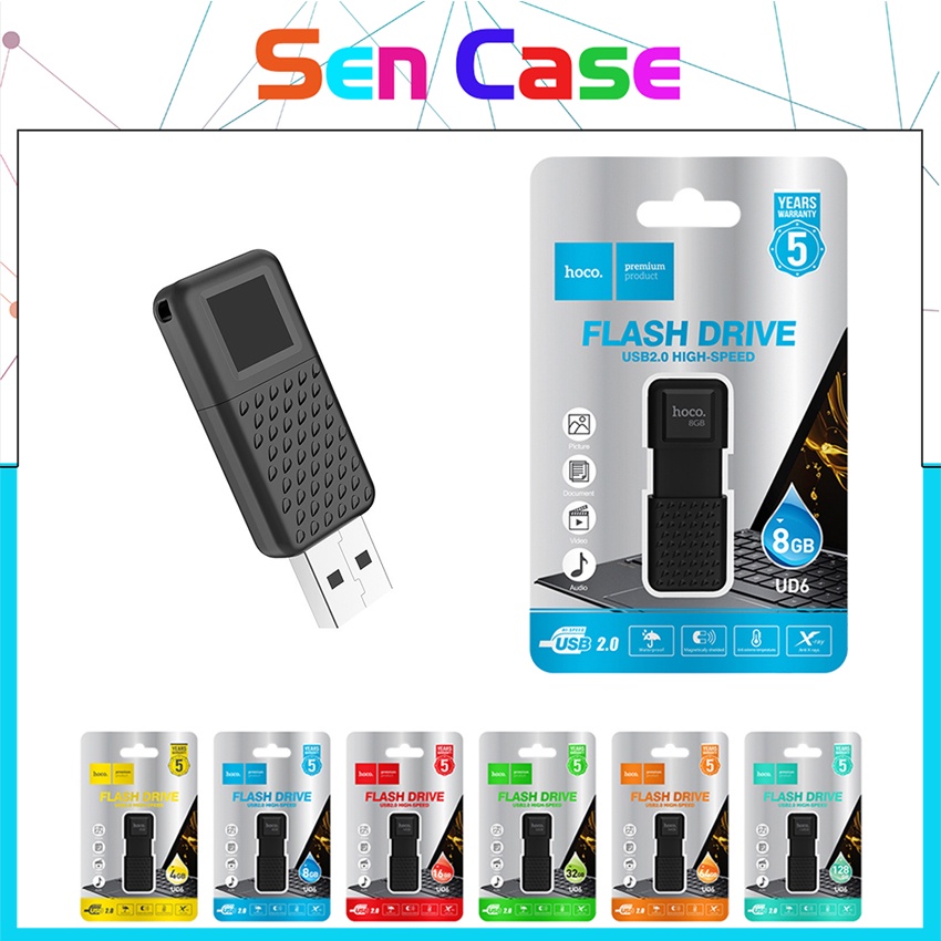 USB Hoco UD6 2.0 Dung Lượng 4Gb 8Gb 16Gb 32Gb 64Gb 128Gb Có Nắp Đậy - Hàng Chính Hãng ( Bảo Hành 5 Năm) Sen Case