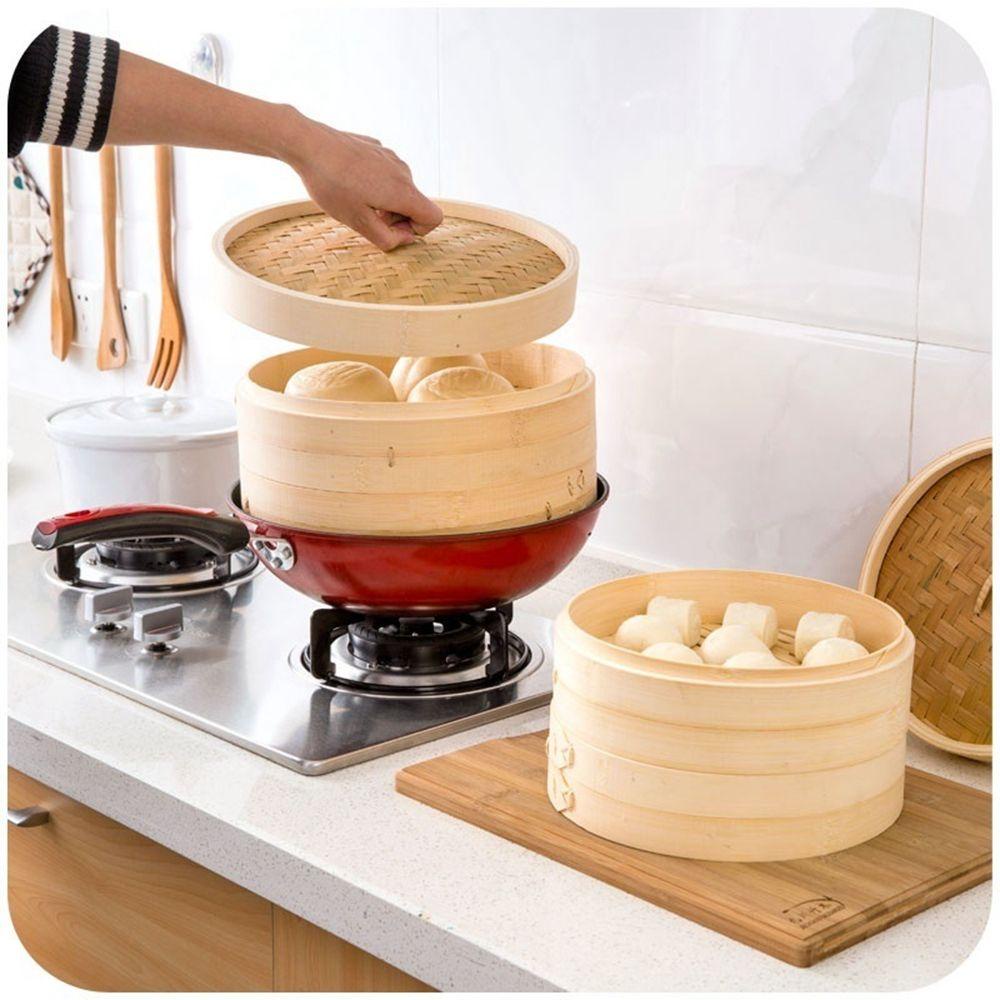Bộ Nồi Hấp Bánh Bao Mini Bằng Tre Chống Bỏng Cho Nhà Bếp