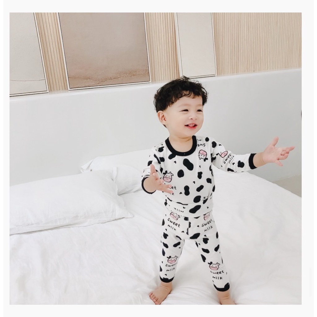 Lyvyshop - (Cotton SG chính phẩm) Bộ dài tay Bò Sữa cho bé trai, bé gái 07-30kg