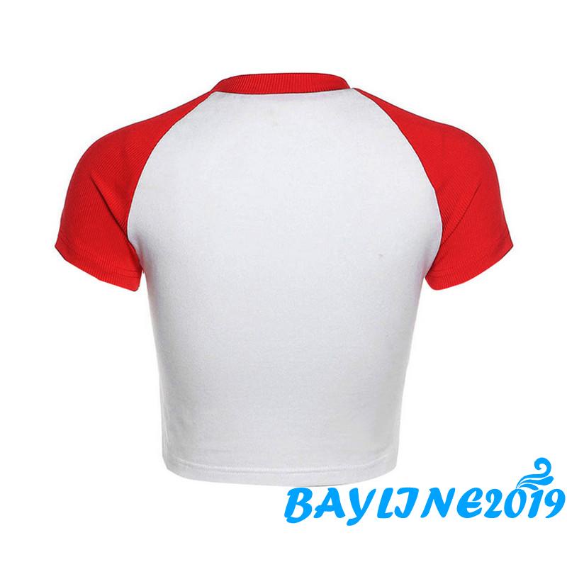 Áo Thun Lửng Tay Ngắn Cổ Tròn In Họa Tiết Chữ Dành Cho Nữ