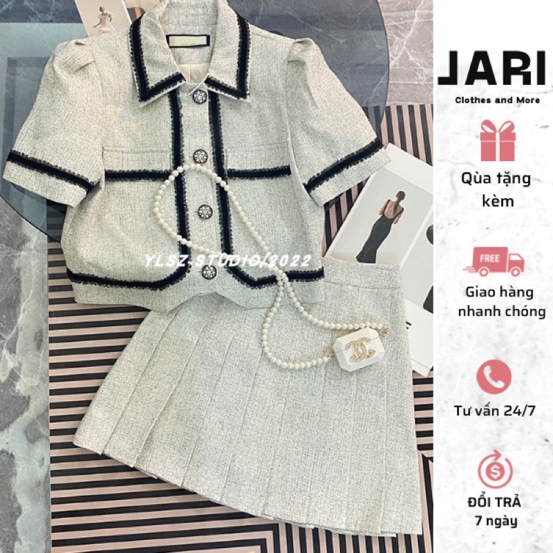 Sét Dạ Tiểu Thư Chân Váy Xếp Li JARI-CLOTHES Bigsize Ngắn