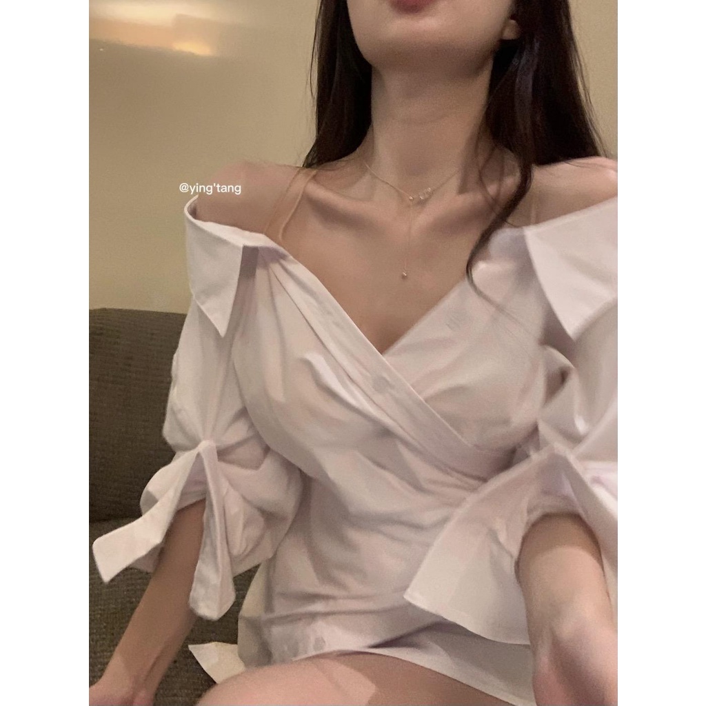 Đầm Sơ Mi Hở Vai Phong Cách Hàn Quốc Thời Trang Mùa Hè 2022 Dành Cho Nữ