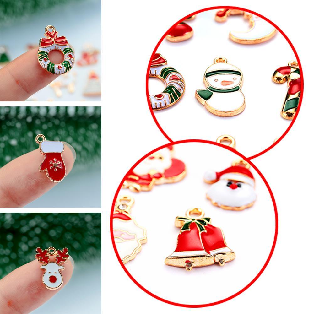 Set 20 Phụ Kiện Trang Trí Giáng Sinh Bằng Hợp Kim Tráng Men DIY