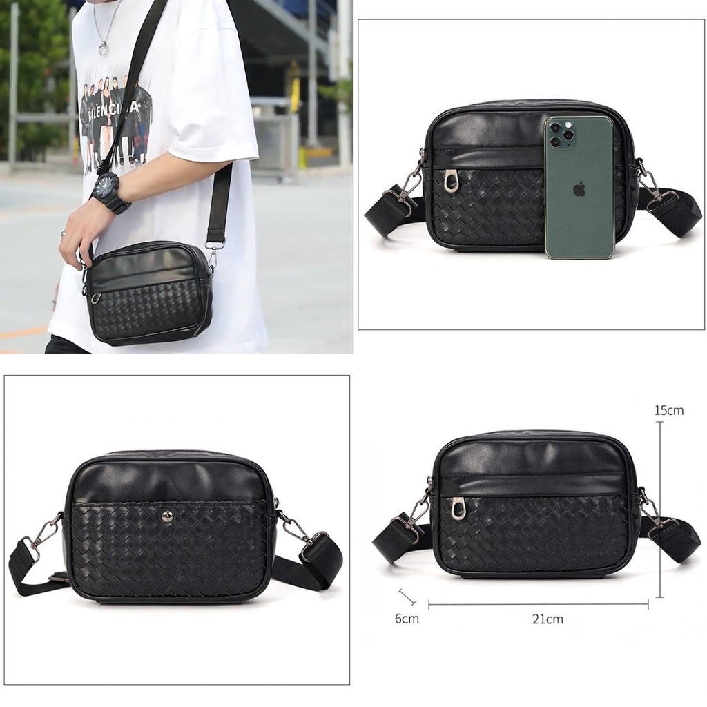 Túi 2in1 L3979 vừa đeo chéo vừa đeo hông Unisex W2P chất da PU cao cấp chống thấm nước chống bào mòn Ulzzang