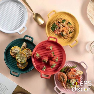 Khay sứ Bắc Âu tròn - Dụng cụ nấu ăn, nướng bánh, trang trí món ăn - Ideasdecor