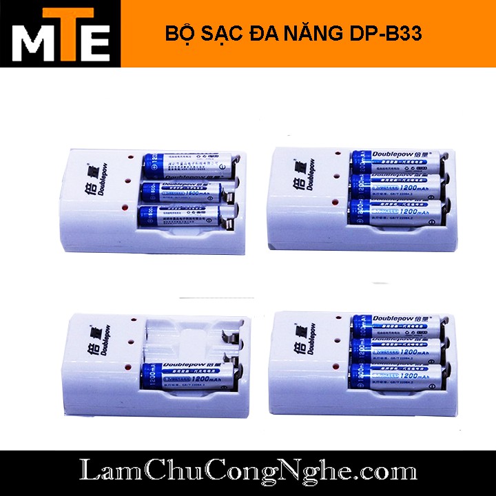 Bộ sạc pin đa năng doublepow DP-B33 - Sạc 3 pin từ nguồn 220V