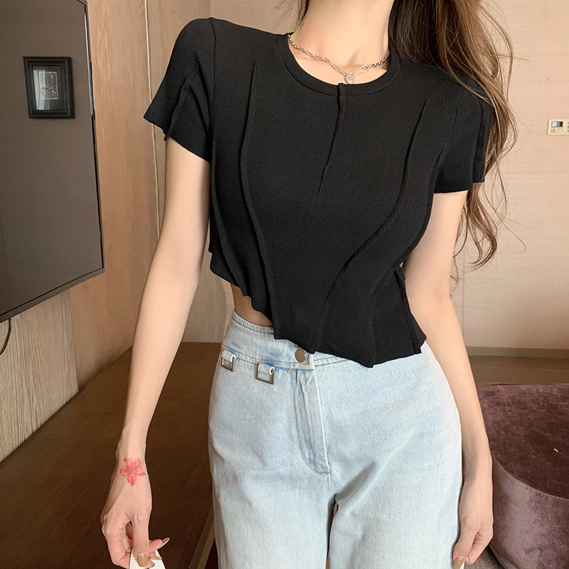 Áo Crop Top Nữ Tay Ngắn Màu Trơn Thời Trang