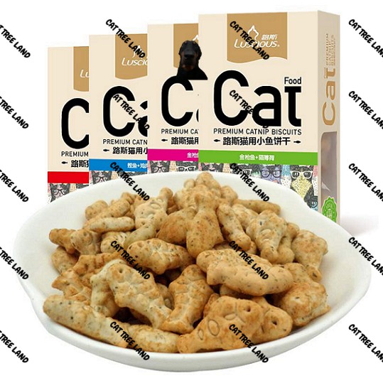 BÁNH THƯỞNG CHO MÈO LUSCIOUS CAO CẤP HỘP 80G(LUSCIUS/ LUSSI), BÁNH QUY CATNIP TIÊU BÚI LÔNG HAIRBALL - THỨC ĂN MÈO