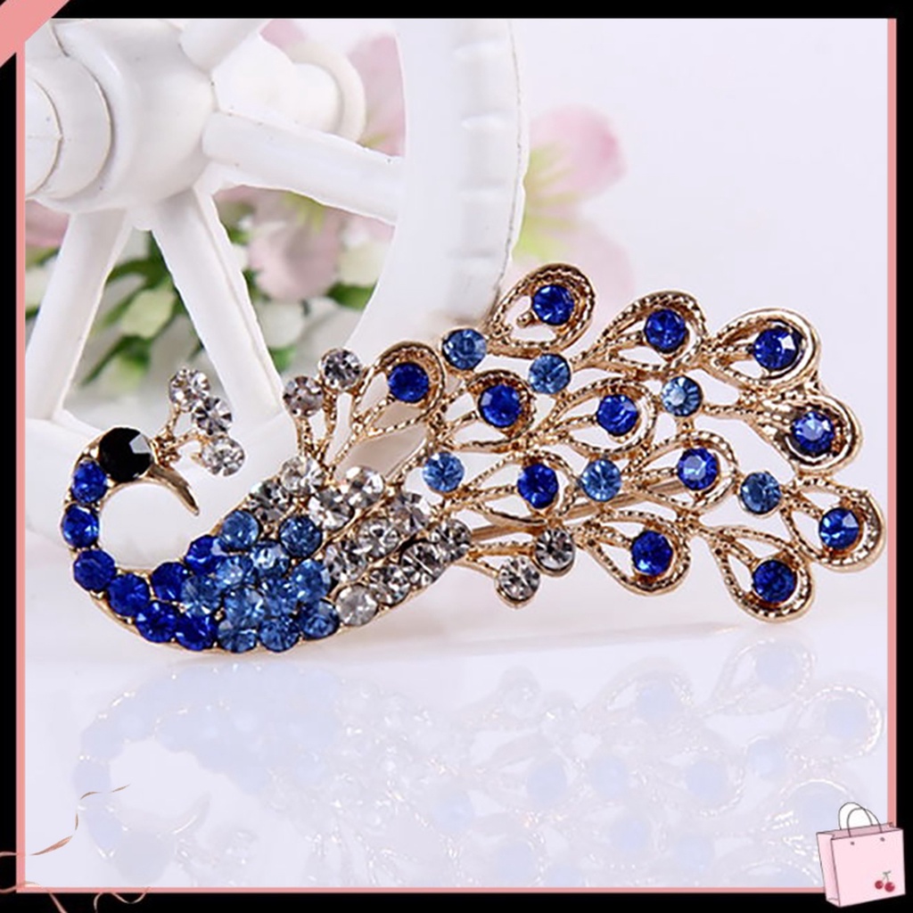 Ghim Cài Áo Hình Chim Công Đính Đá Lấp Lánh Thời Trang Cho Nữ