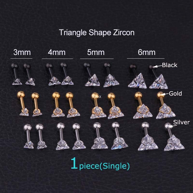Khuyên Vành Tai Đính Đá Zircon 16g 3 / 4 / 5 / 6mm