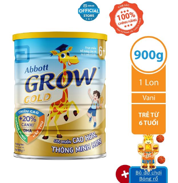 [Tặng 1 Bộ bóng rổ] Sữa bột Abbott Grow Gold 6+ 900g