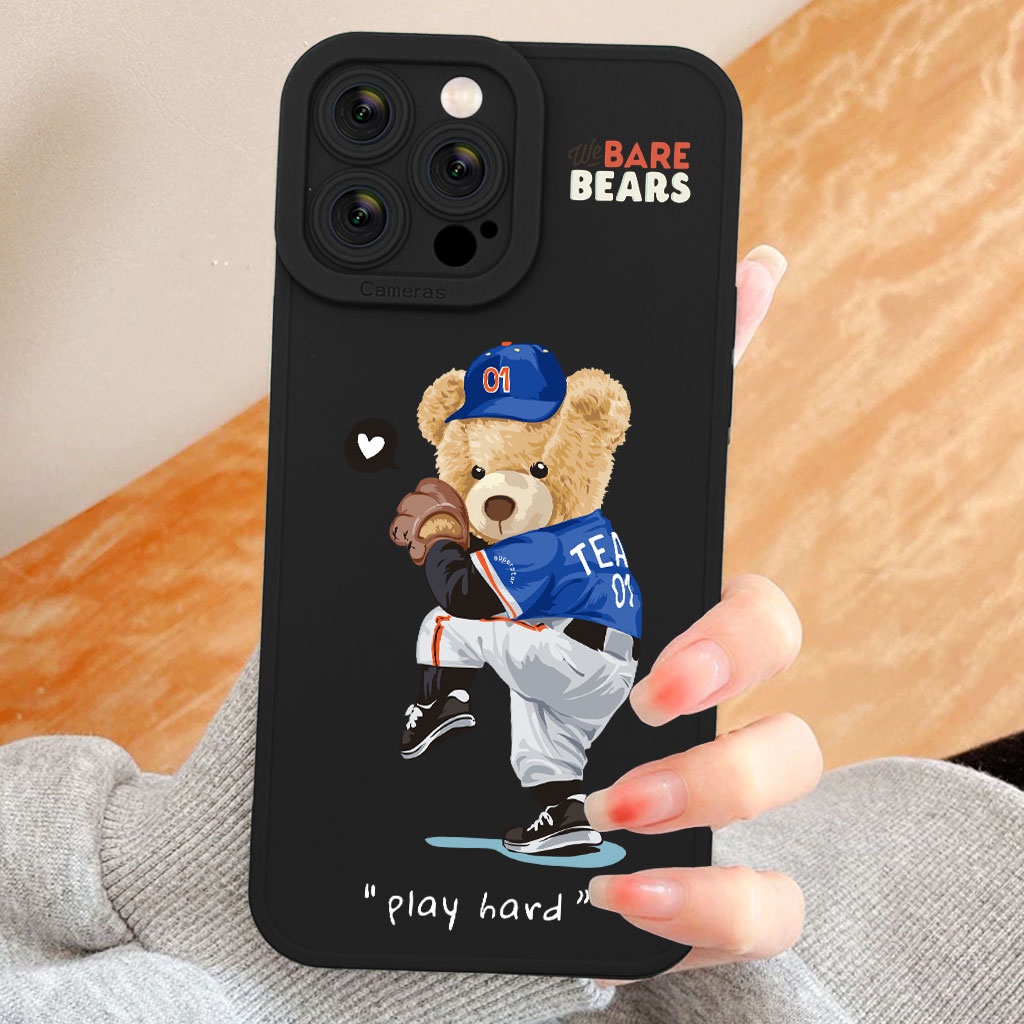 Ốp gấu bông hãy làm việc chăm chỉ siêu kute cho Iphone 6 7 8 Plus 11 12 13 mini Pro Max X Xr HA-22BEAR034