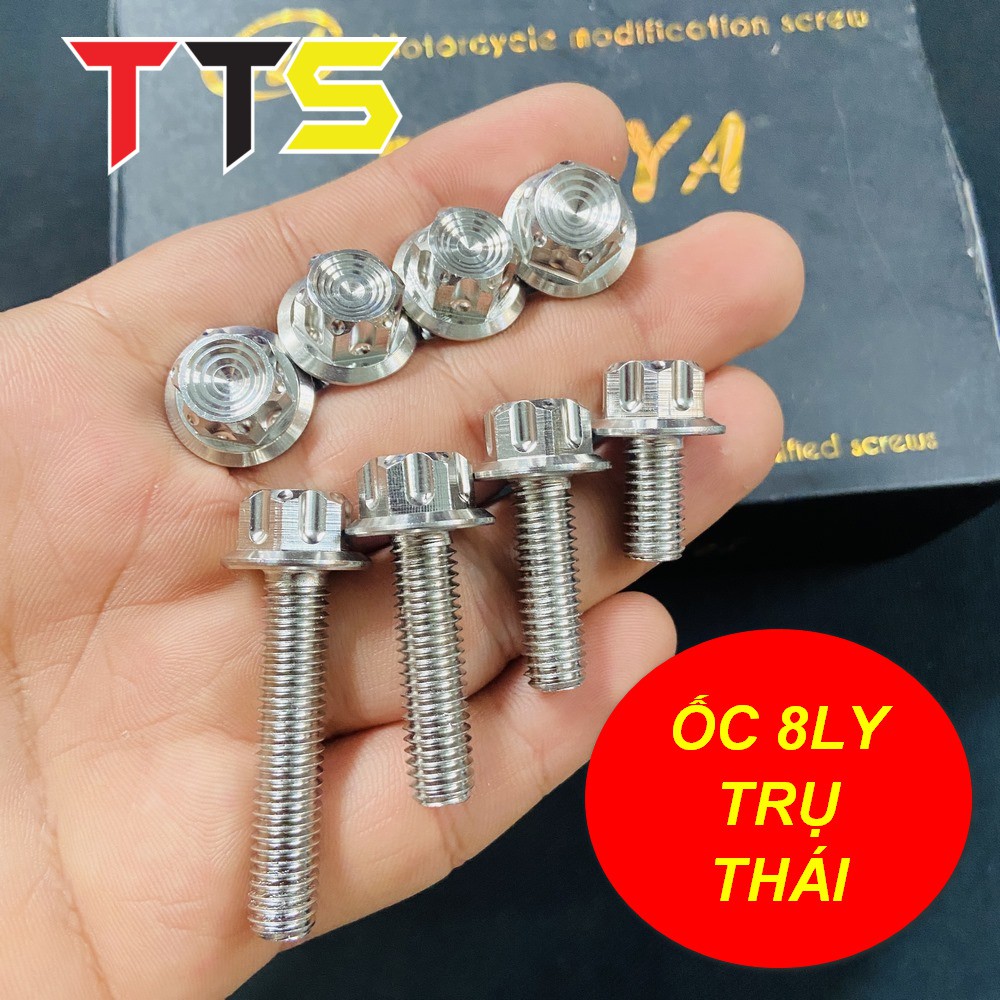 ỐC INOX SALAYA 8LY ĐẦU TRỤ ĐẦY ĐỦ CÁC SIZE SỬ DỤNG CHO XE MÁY ( INOX ĐẶC 304 )